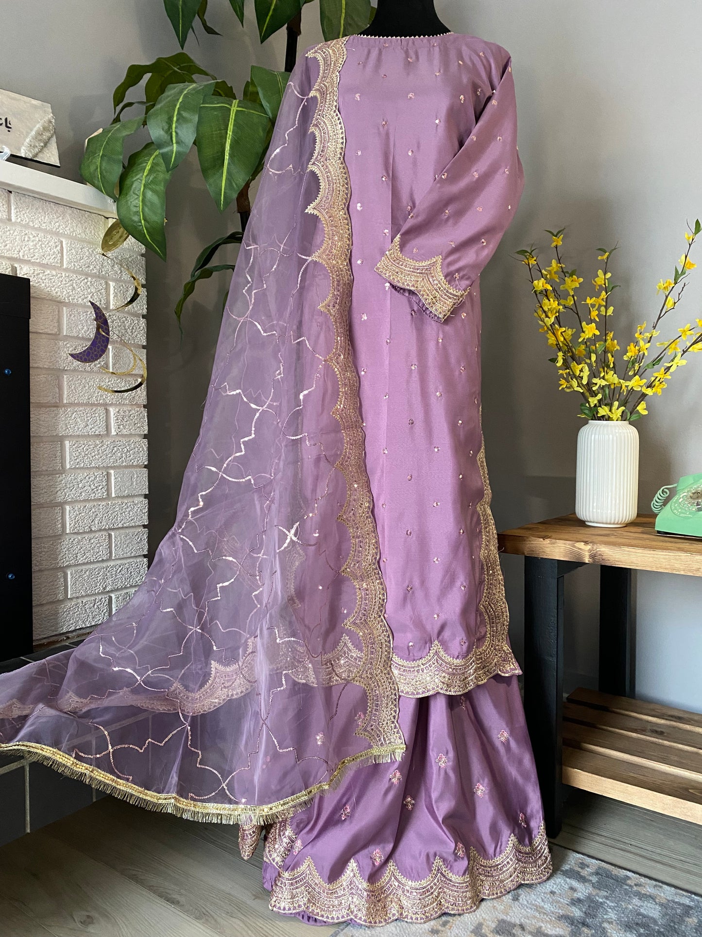 Silk 3-piece Sharara dress