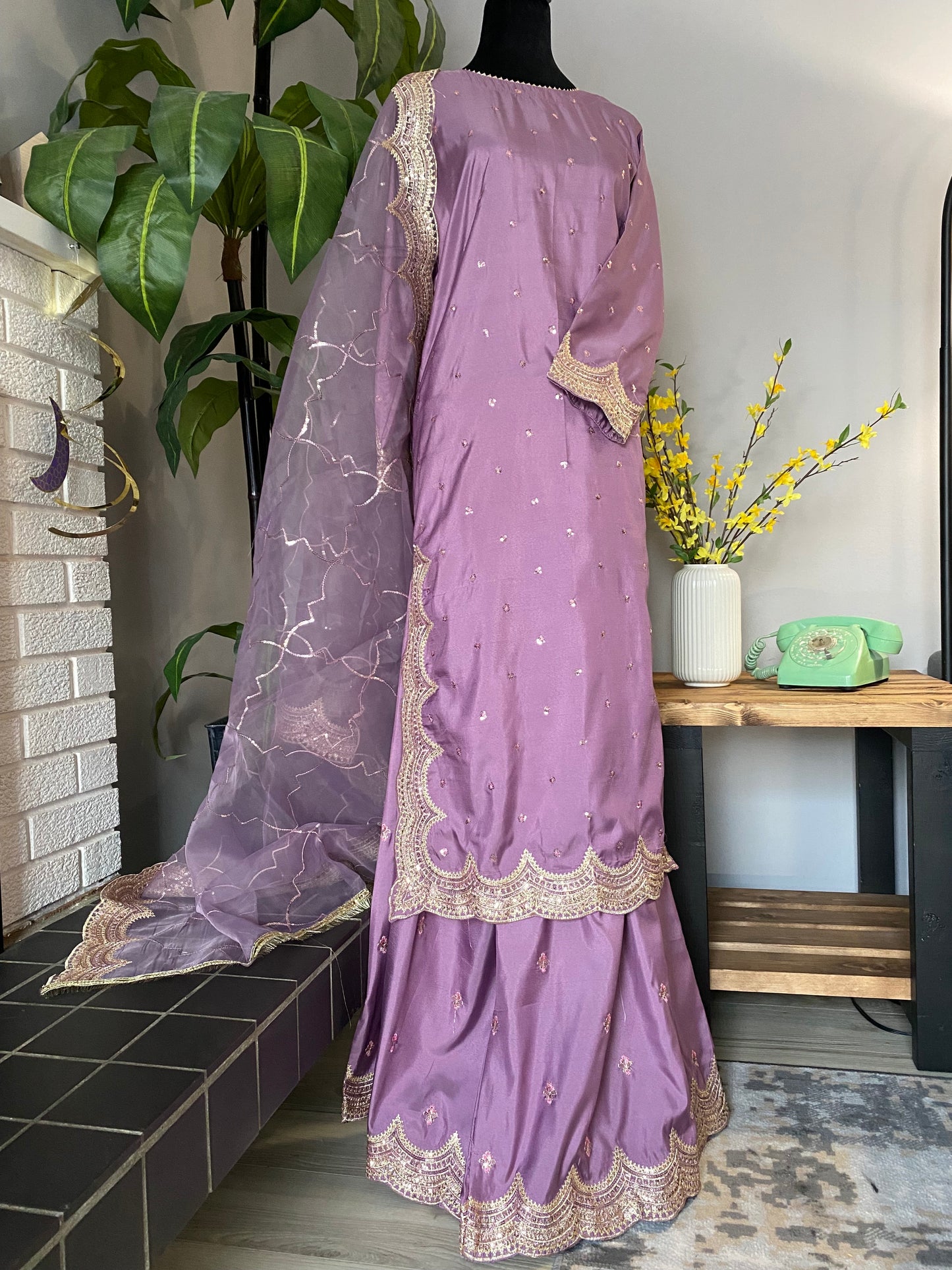 Silk 3-piece Sharara dress