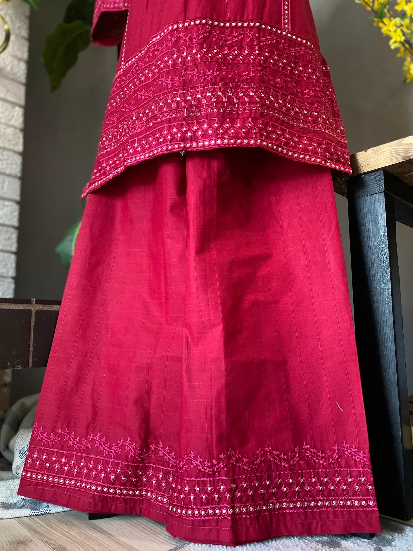 Embroidered Cotton 3-piece PINK