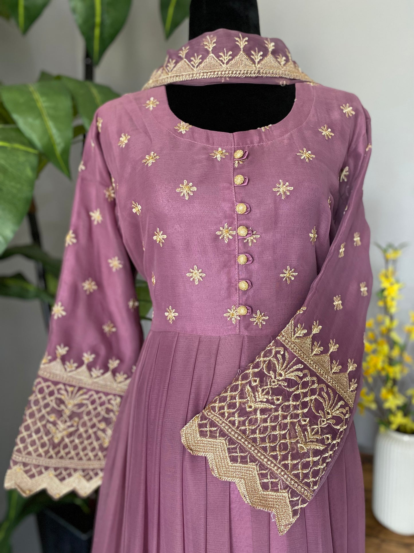 Lilac full length chiffon dress