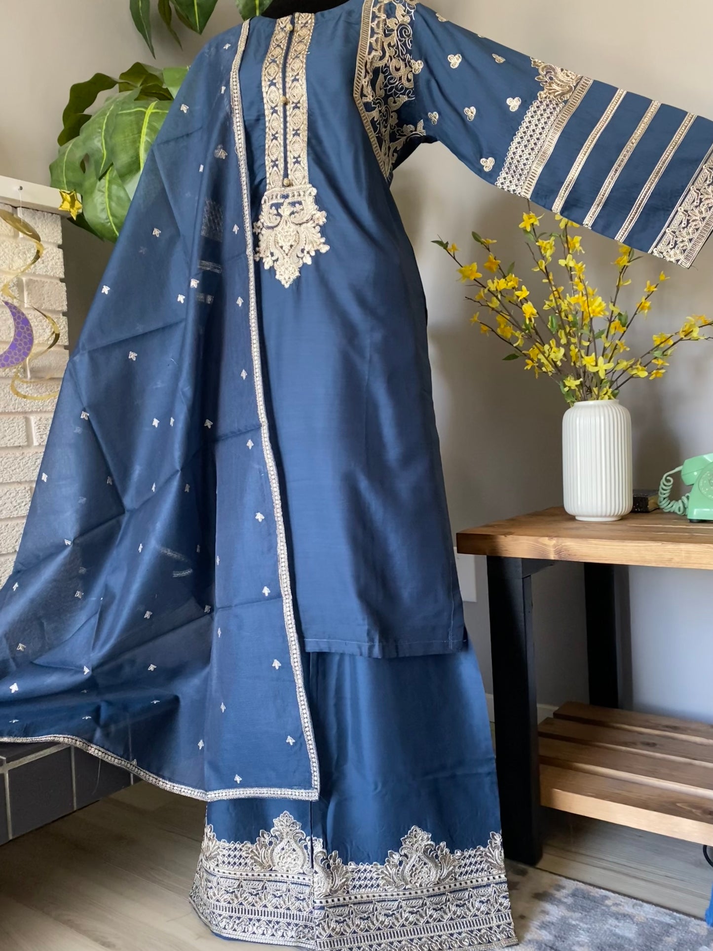 3-piece Viscose dress GRAYISH BLUE