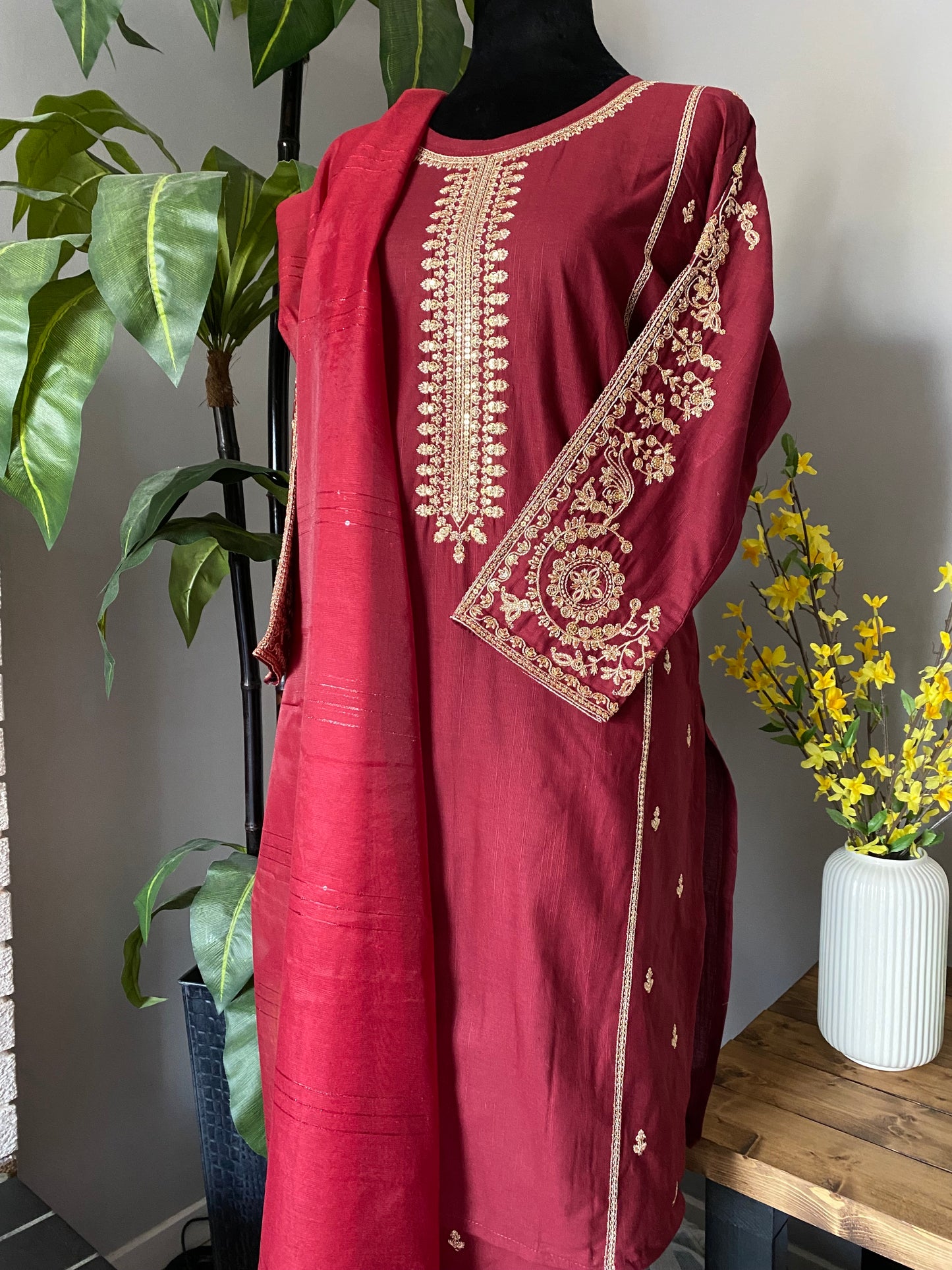 Embroidered Cotton 3-piece RED