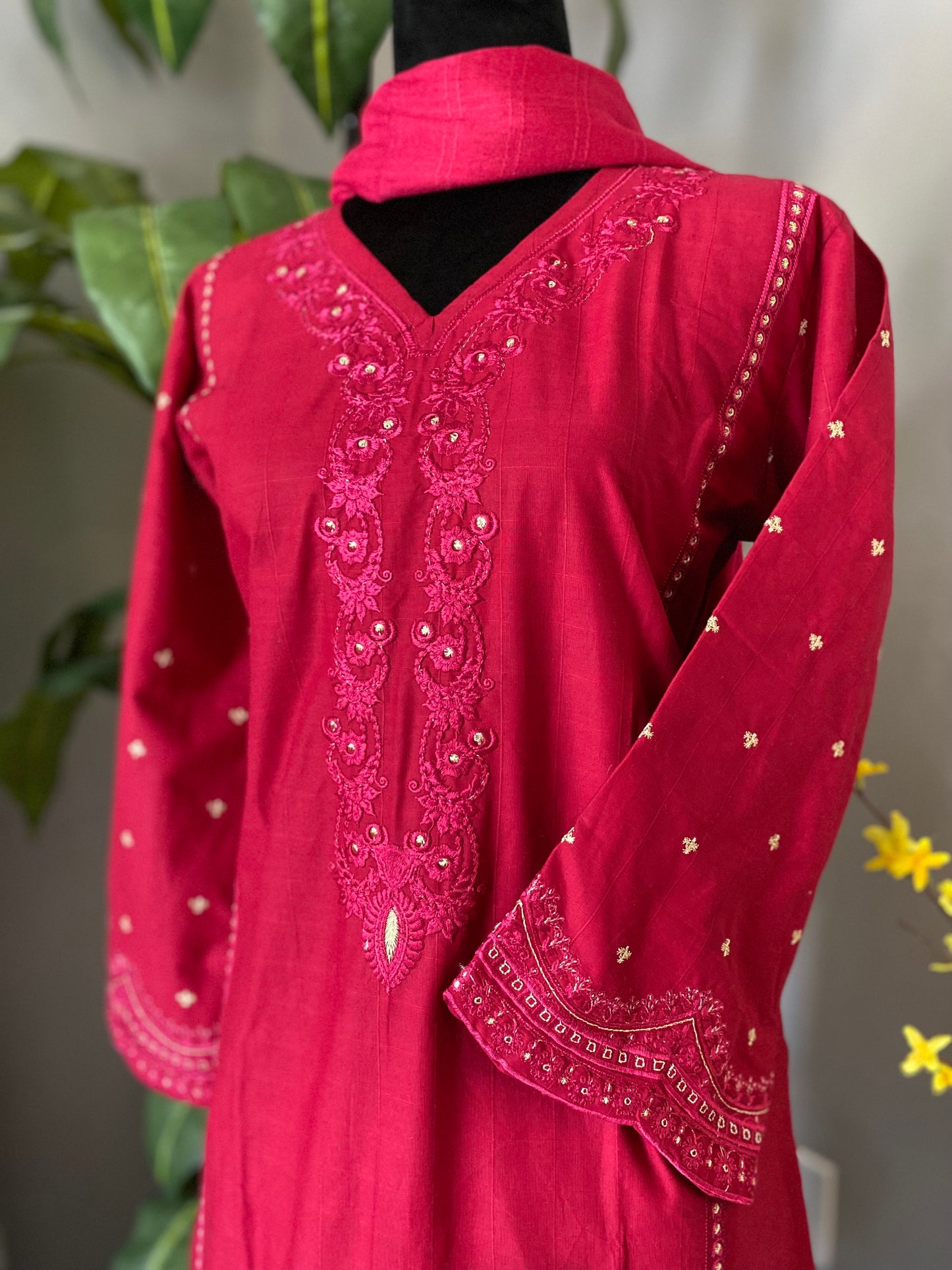 Embroidered Cotton 3-piece PINK