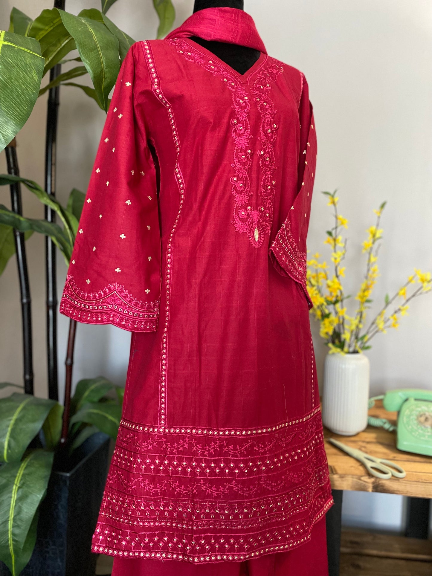 Embroidered Cotton 3-piece PINK