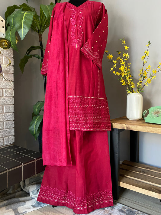 Embroidered Cotton 3-piece PINK