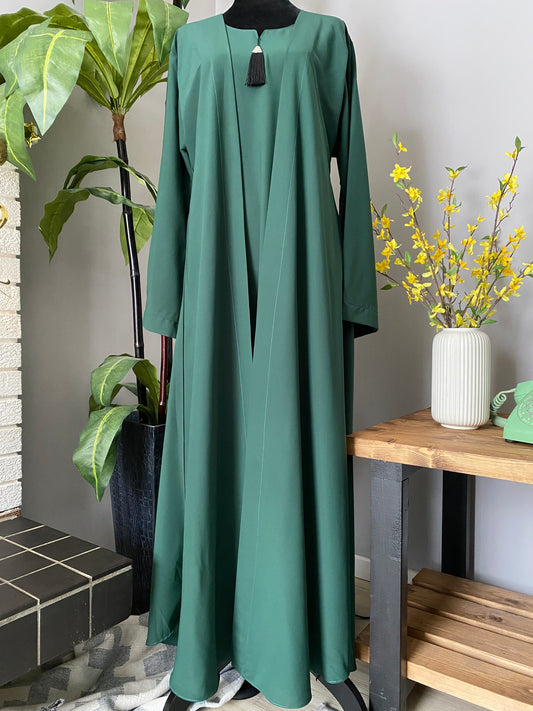 Layered Abaya - Green