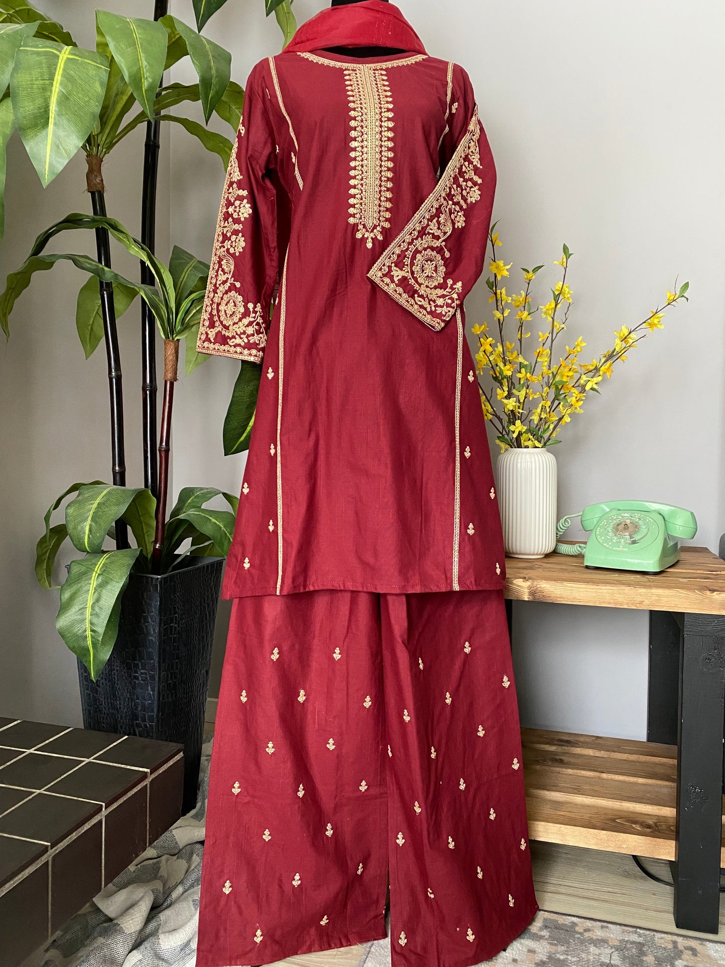 Embroidered Cotton 3-piece RED