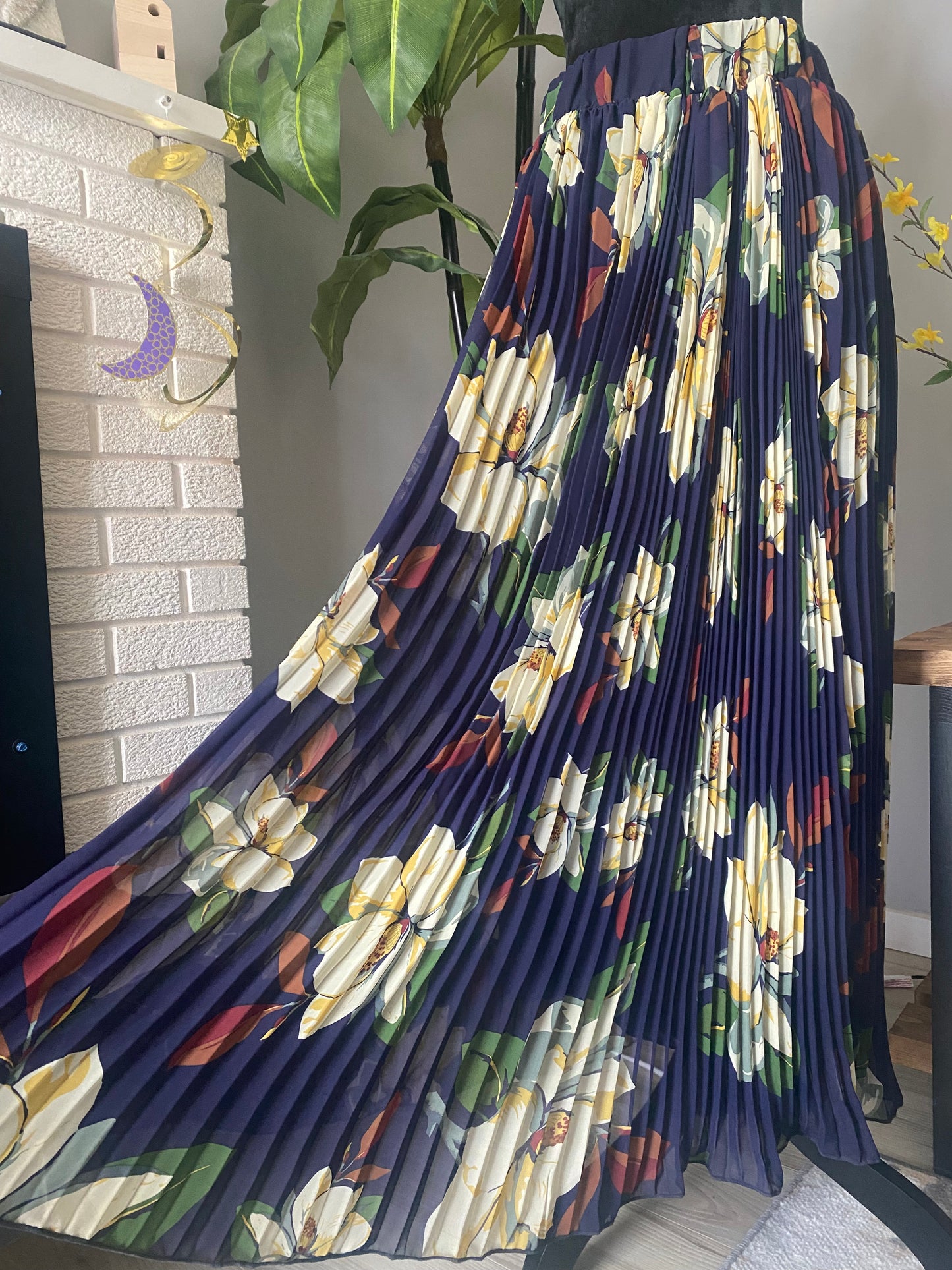 Printed pleated skirt