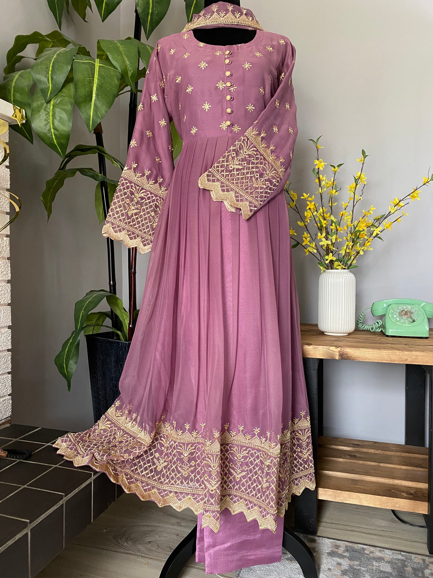 Lilac full length chiffon dress