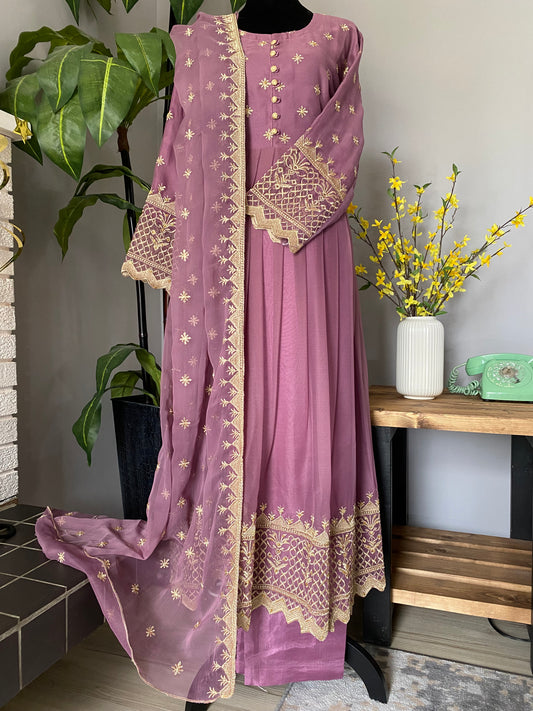 Lilac full length chiffon dress