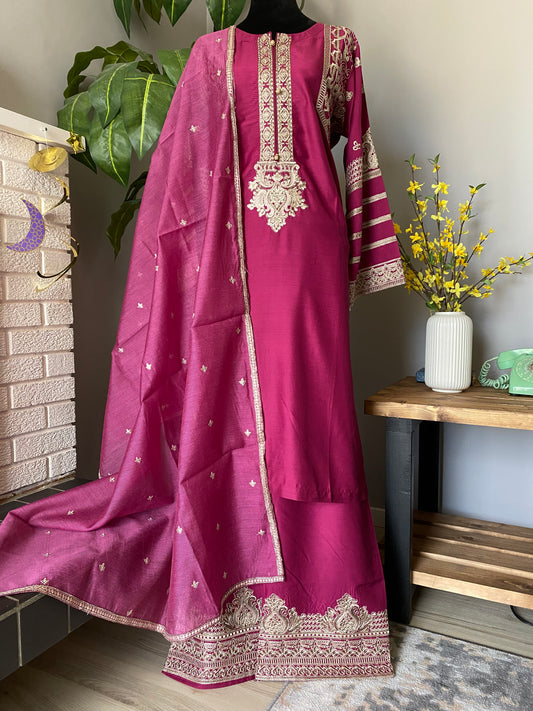 3-piece Viscose dress MAGENTA
