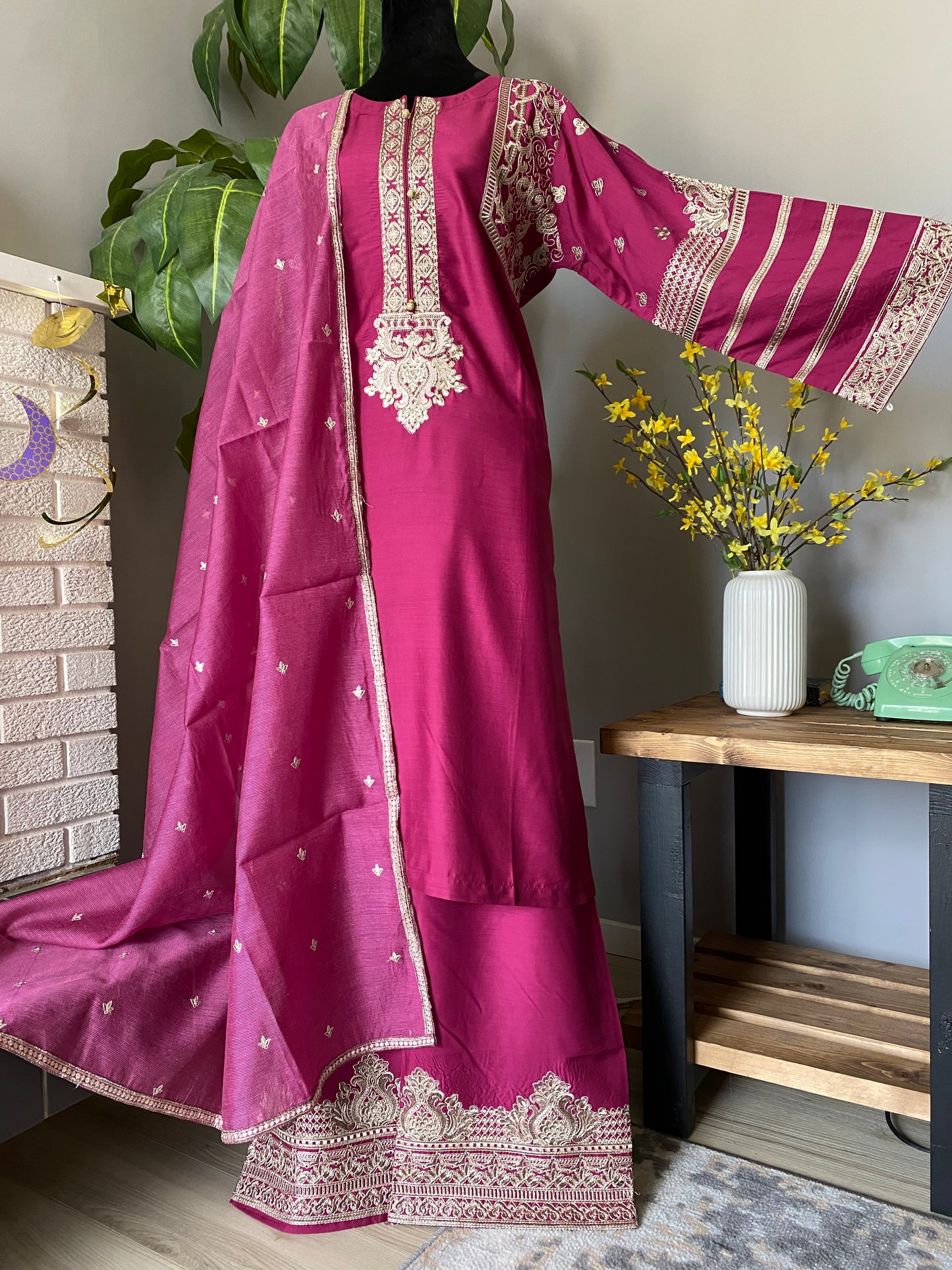 3-piece Viscose dress MAGENTA