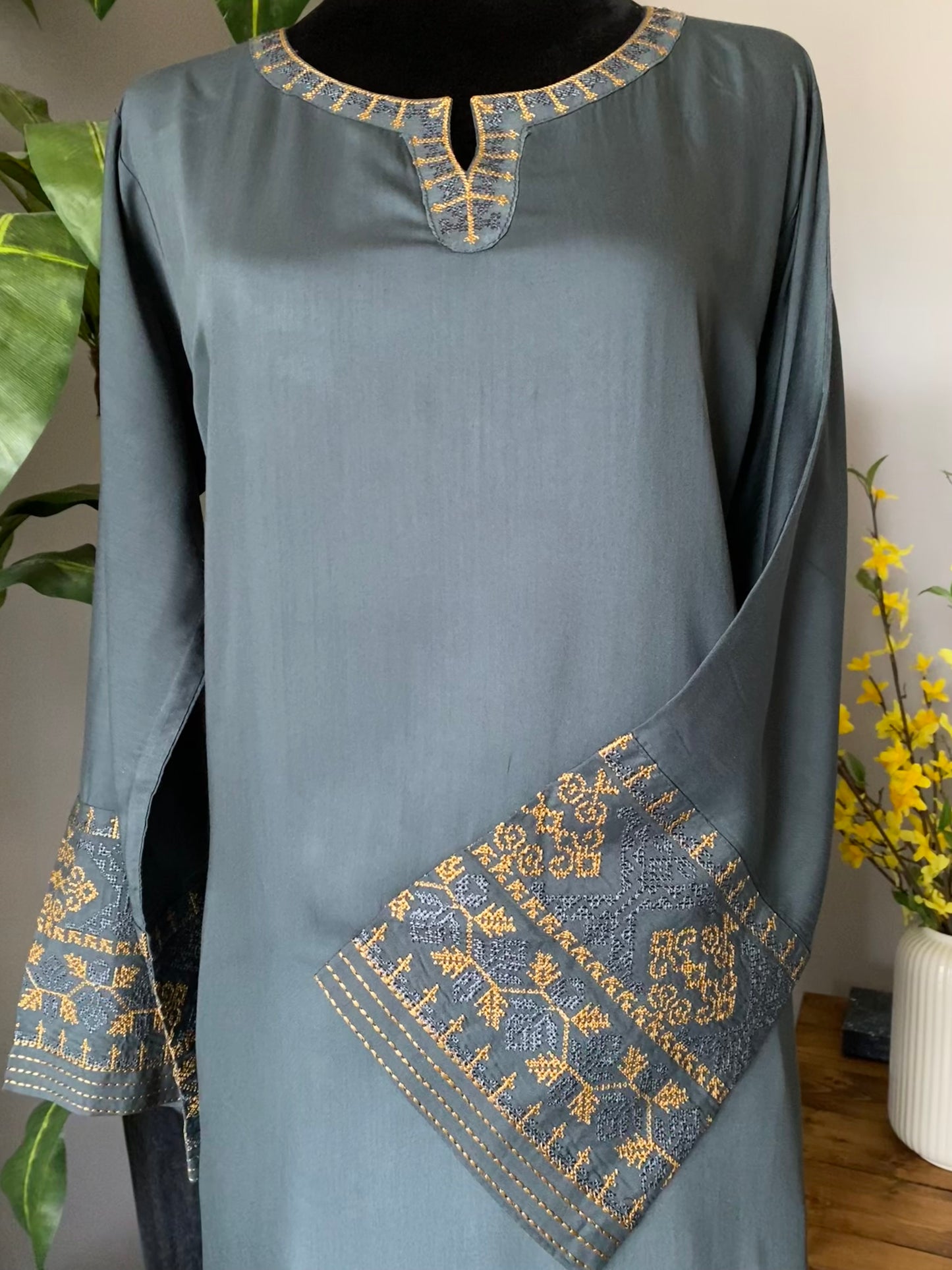 3-piece Viscose Cross Stitch dress GRAY