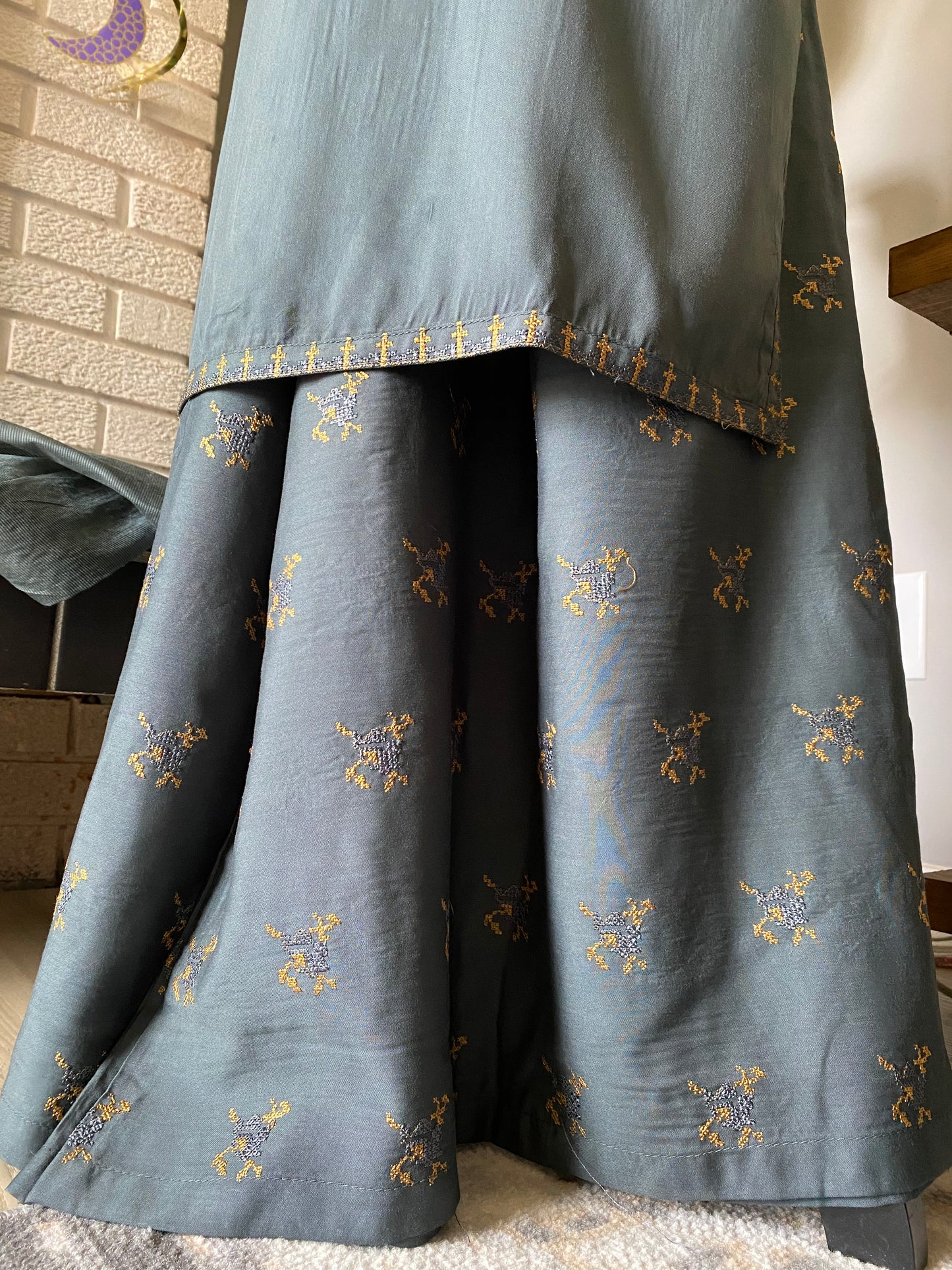 3-piece Viscose Cross Stitch dress GRAY