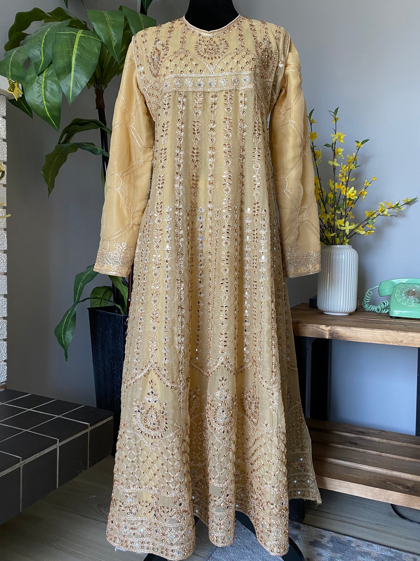 Full length chiffon dress GOLD