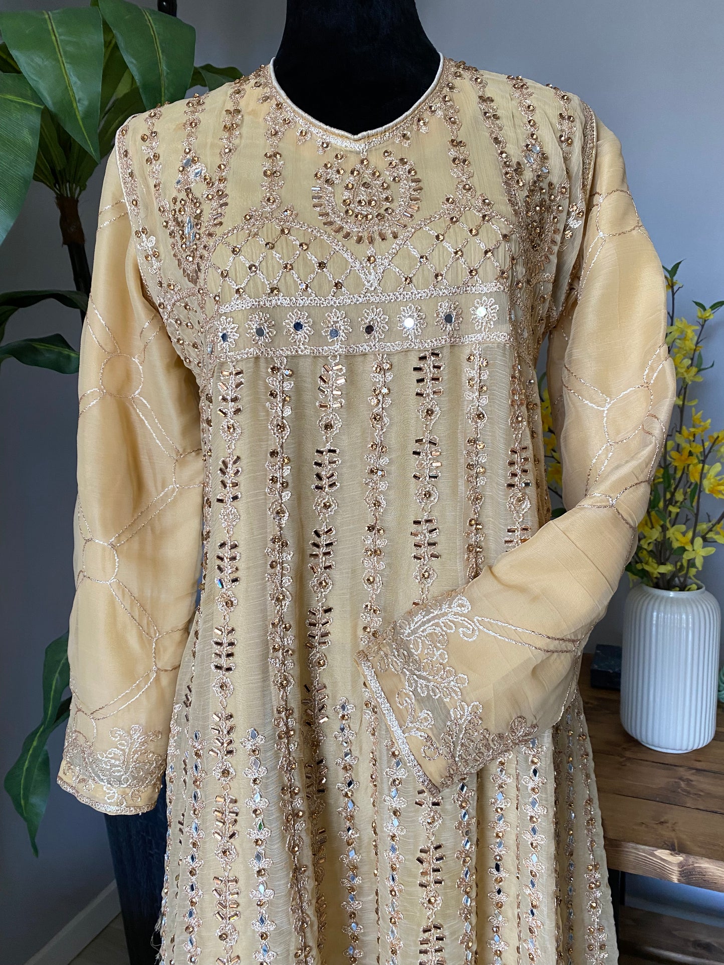Full length chiffon dress GOLD